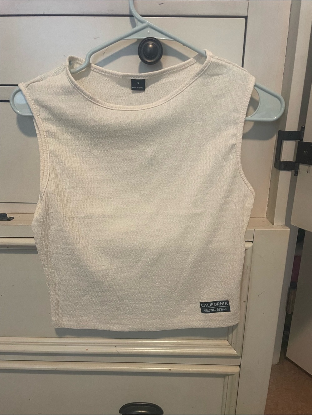 Cream Crewneck Cropped Tank